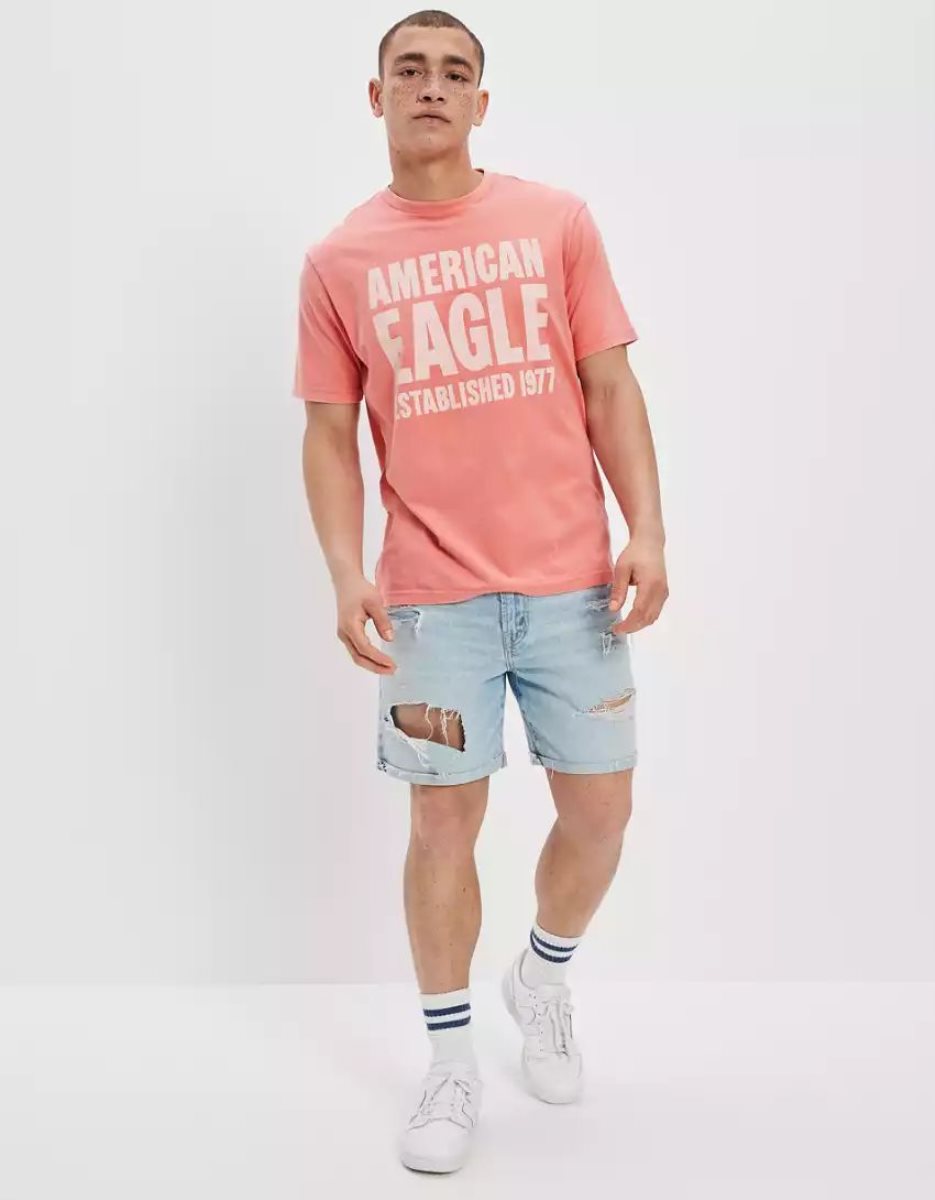 T Shirt Graphique American Eagle AE Super Soft Corail Homme | FZT-79041887